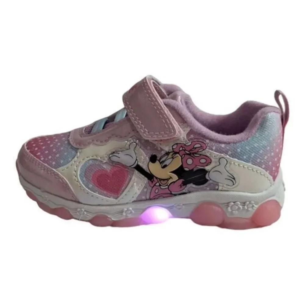 Minnie shoes for girls sneakers with LED light without laces Pink Size 10 (18cms